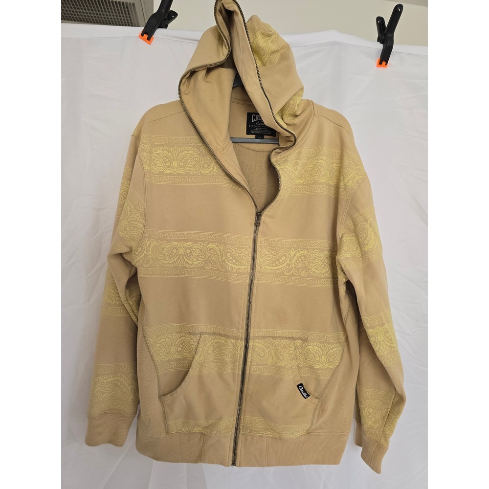 Crooks Castles Mens Tan Paisley Full Zip Hoodie Jacket‎ L G